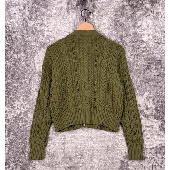 Alex Mill Cardigan Small Womens Green Chunky Cable Knit Sweater - Picture 3 of 8
